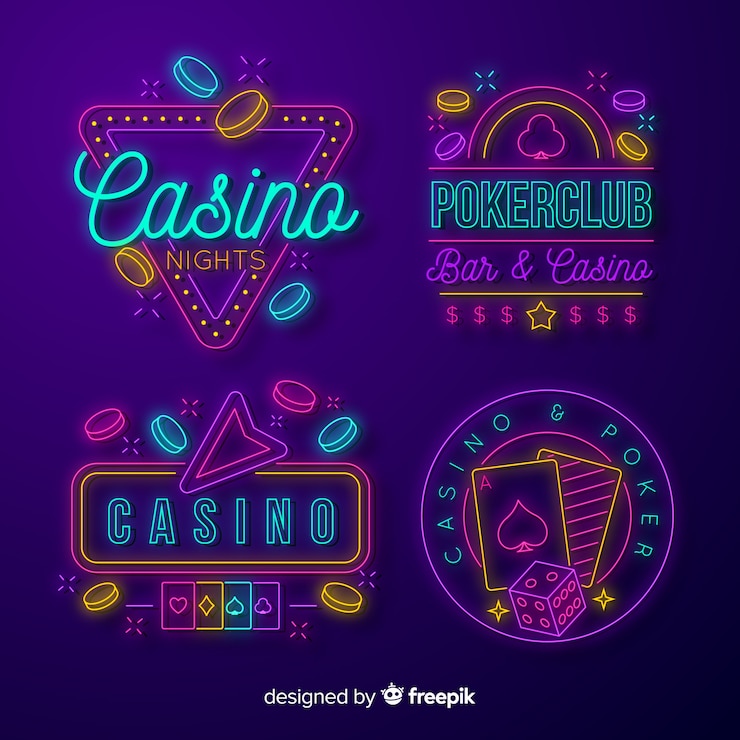 Gratis Vector realistische casino neon teken collectie
