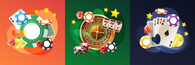 Realistische casino set illustratie