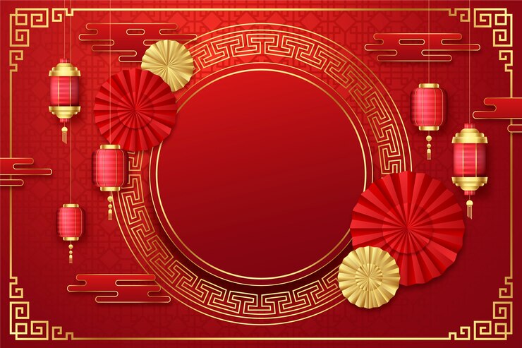 Gratis Vector realistische chinese nieuwjaarsachtergrond