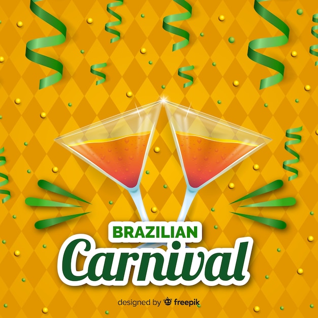 Gratis vector realistische cocktail braziliaanse carnaval achtergrond