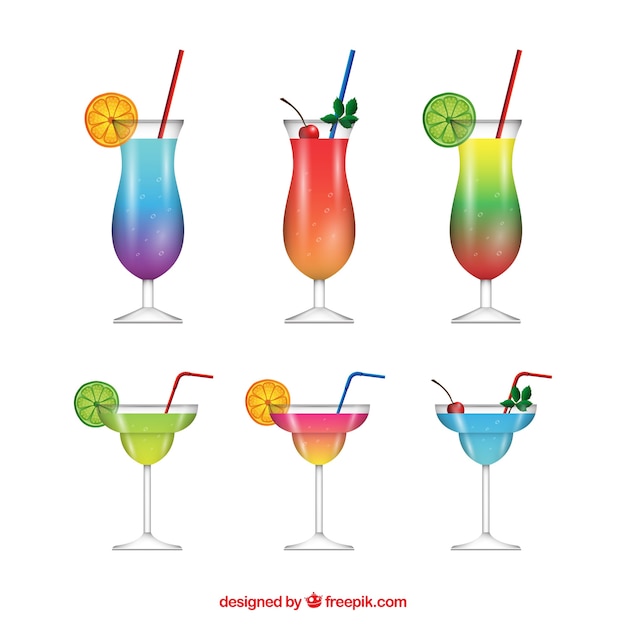 Gratis vector realistische cocktailcollectie