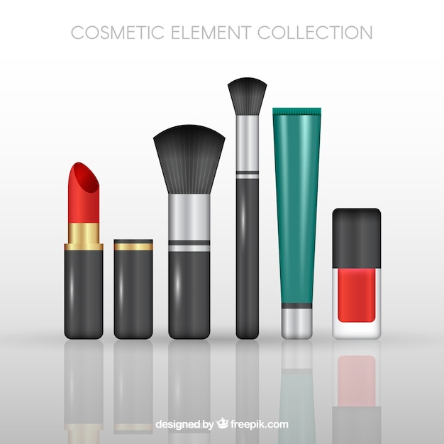 Gratis vector realistische collectie cosmetische elementen