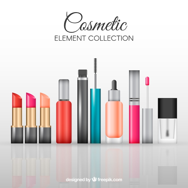 Realistische collectie cosmetische elementen