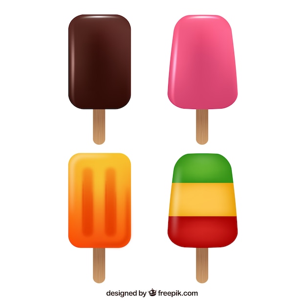 Realistische collectie gekleurde popsicles