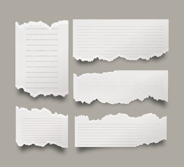 Realistische collectie gescheurd papier