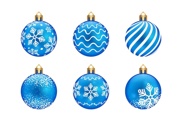 Gratis vector realistische collectie kerstbal ornamenten