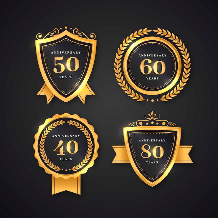 Gratis Vector realistische collectie luxe jubileumlabels