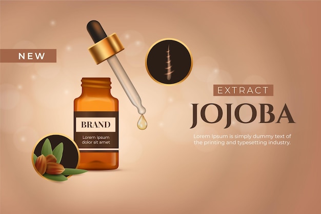 Gratis vector realistische commerciële sjabloon voor jojoba-olie