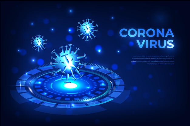 Realistische coronavirus hologram achtergrond