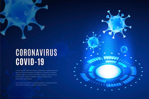 Realistische coronavirus hologram achtergrond