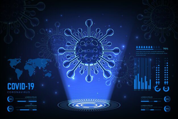 Realistische coronavirus hologram achtergrond