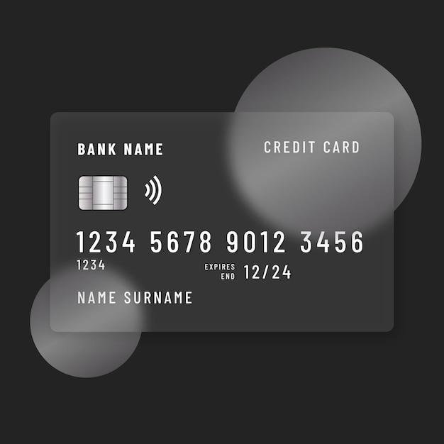 Gratis vector realistische creditcard met glaseffect