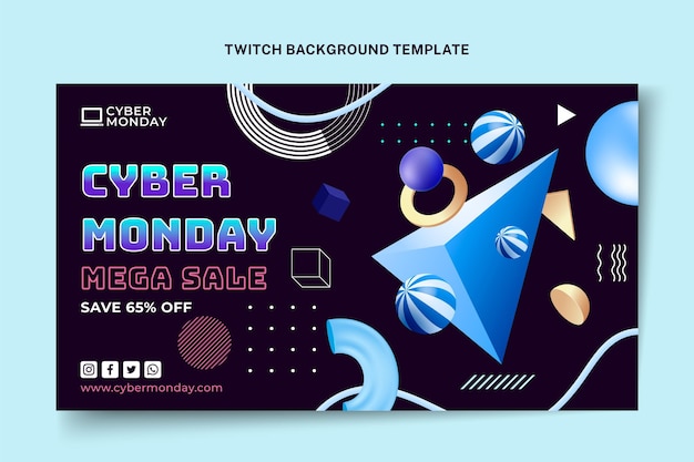 Gratis vector realistische cyber maandag twitch achtergrond