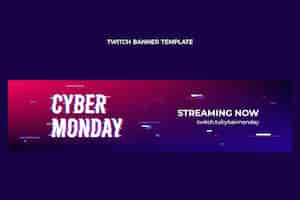 Gratis vector realistische cyber maandag twitch banner