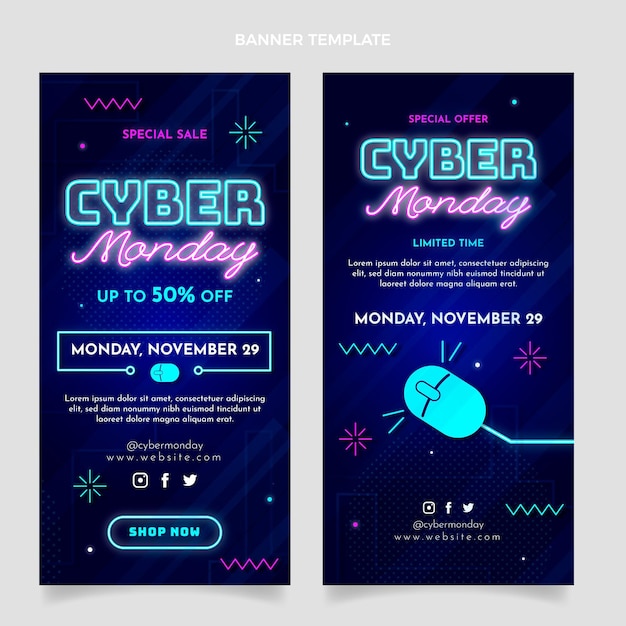 Gratis vector realistische cyber maandag verticale banners set