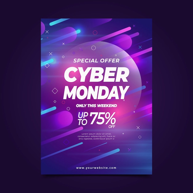 Realistische cyber maandag verticale postersjabloon