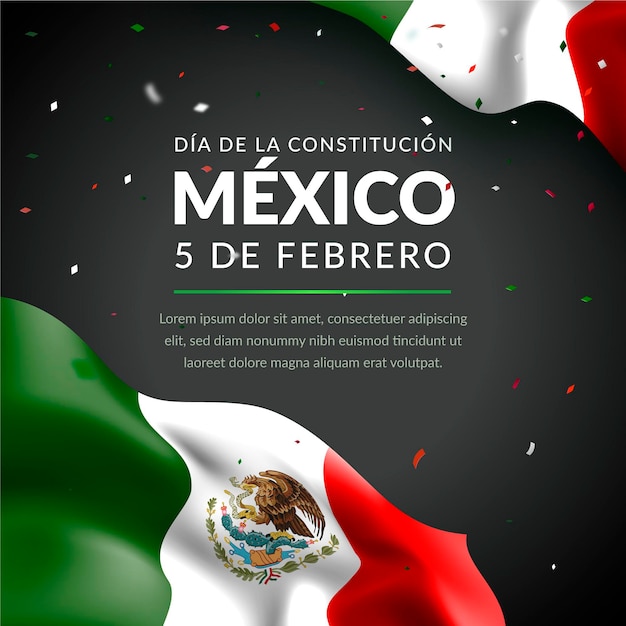 Gratis vector realistische dag van de mexicaanse grondwet
