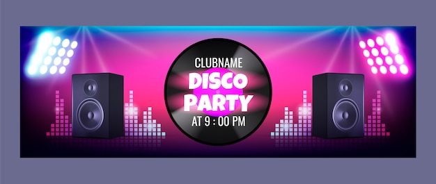 Gratis vector realistische disco party sociale media twitter header