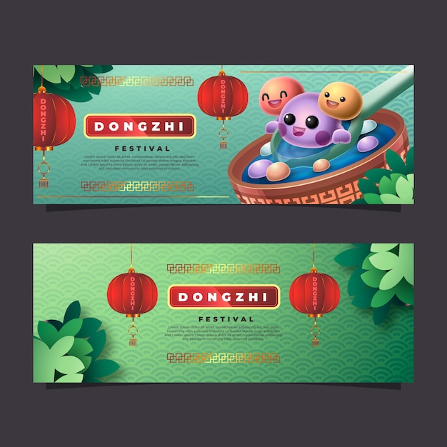 Realistische dongzhi festival horizontale banners set