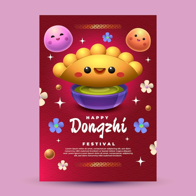 Gratis vector realistische dongzhi festival wenskaartsjabloon