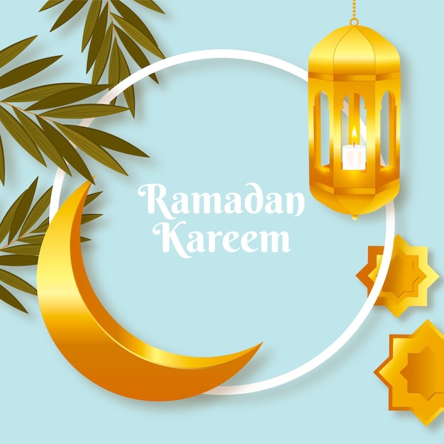 Gratis vector realistische driedimensionale ramadan kareem-illustratie