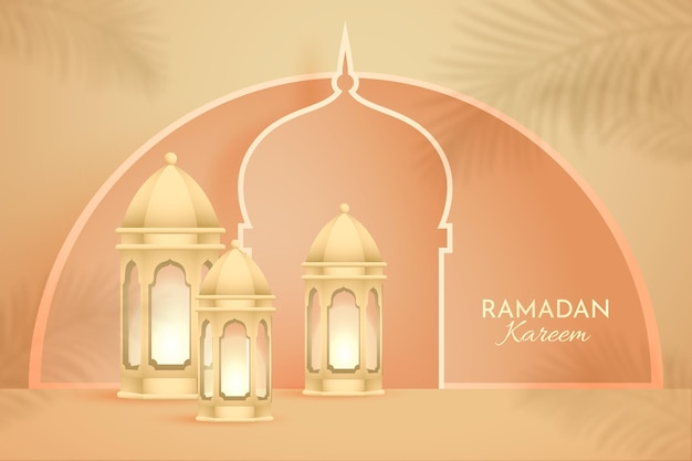 Gratis vector realistische driedimensionale ramadan kareem-illustratie