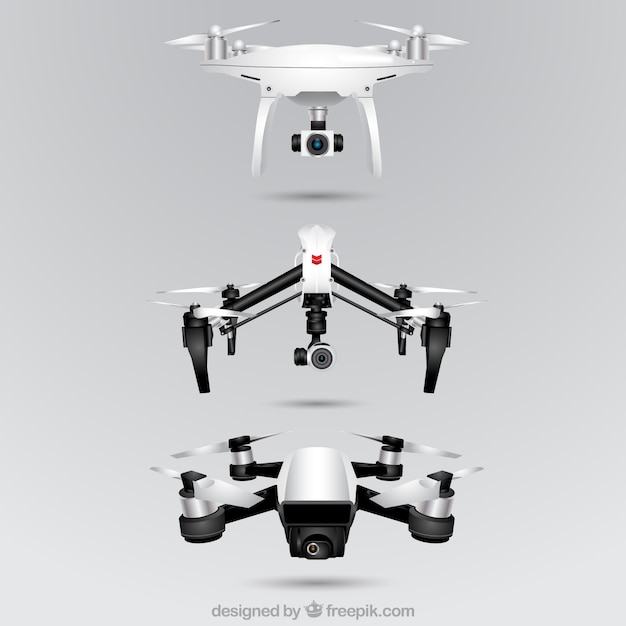 Realistische drone collectie van drie