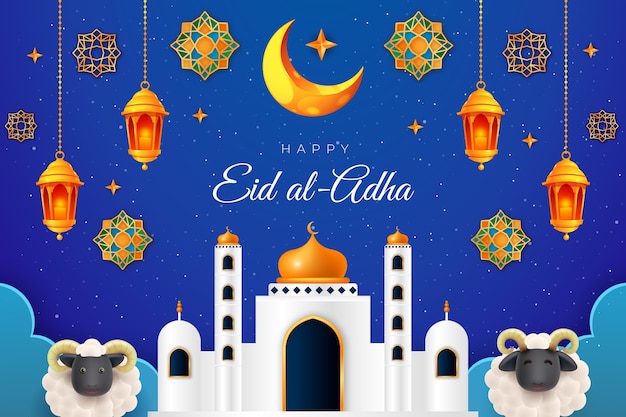 Gratis vector realistische eid al-adha-achtergrond