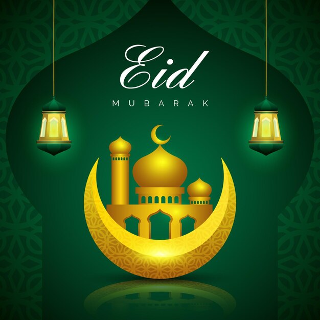 Realistische eid al-fitr - eid mubarak-illustratie