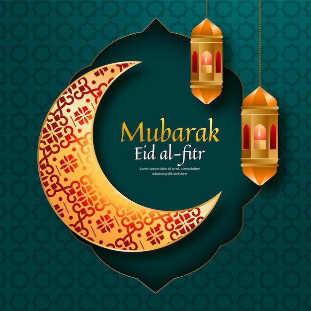 Gratis vector realistische eid al-fitr eid mubarak-illustratie