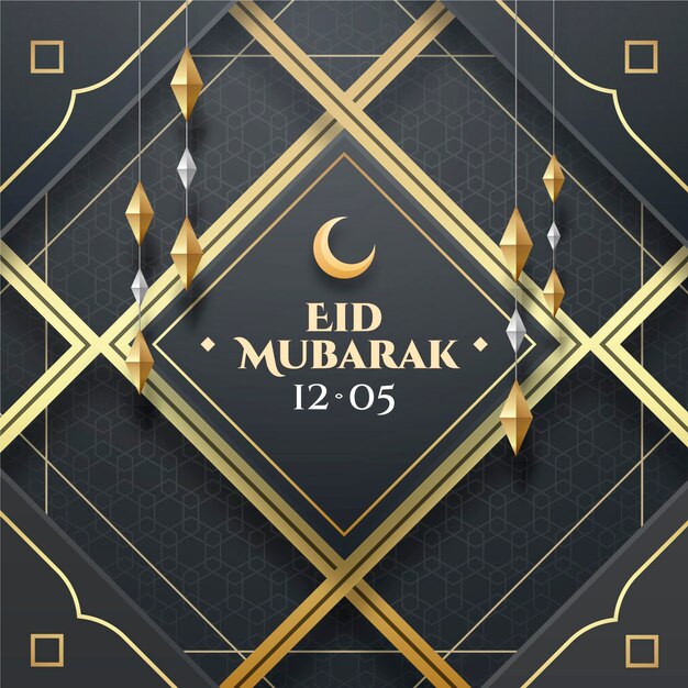 Realistische eid al-fitr - eid mubarak-illustratie