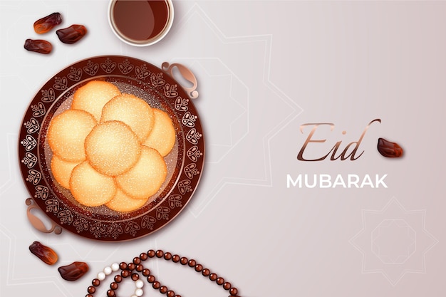 Gratis vector realistische eid al-fitr-illustratie