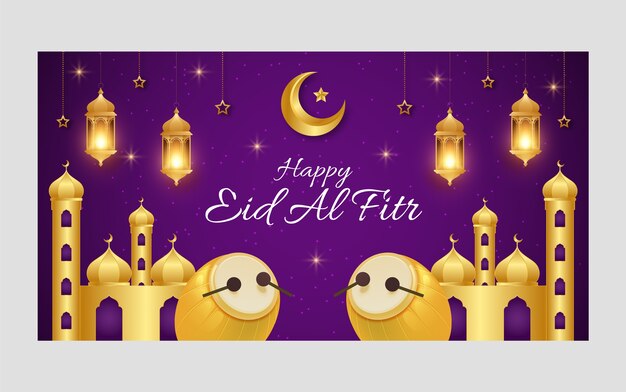 Realistische eid al-fitr social media postsjabloon