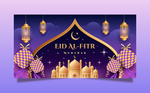 Realistische eid al-fitr social media postsjabloon