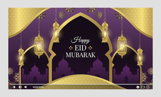 Gratis vector realistische eid al-fitr youtube-thumbnail