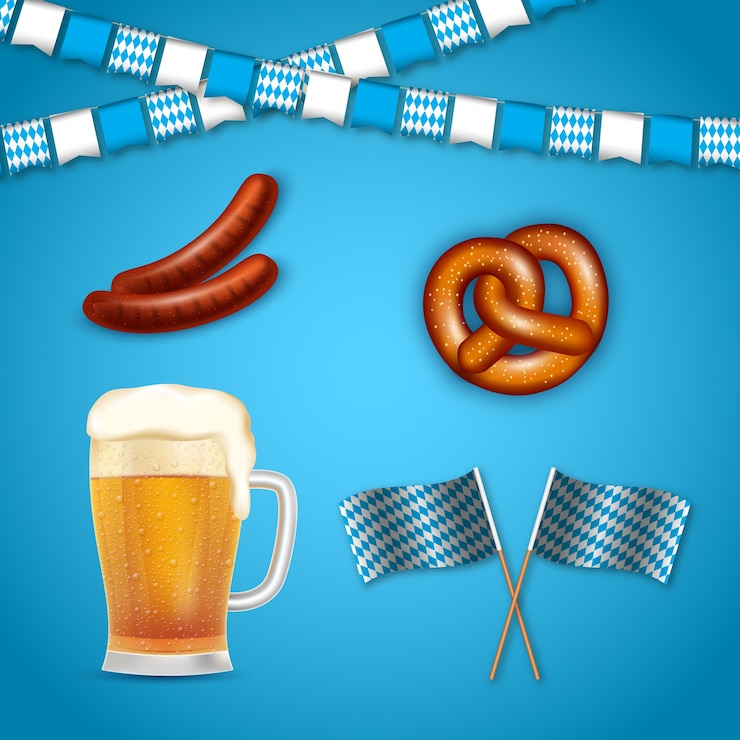 Gratis Vector realistische elementenverzameling voor oktoberfest-festival