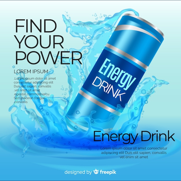 Gratis vector realistische energy drink advertentie