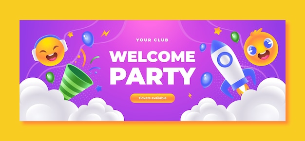 Gratis vector realistische facebook-cover voor welkomstfeest