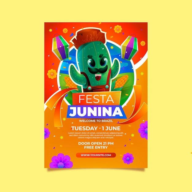 Realistische festa junina verticale poster sjabloon