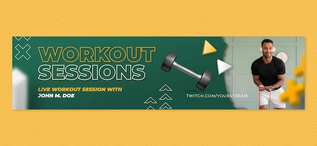 Realistische fitness twitch-banner