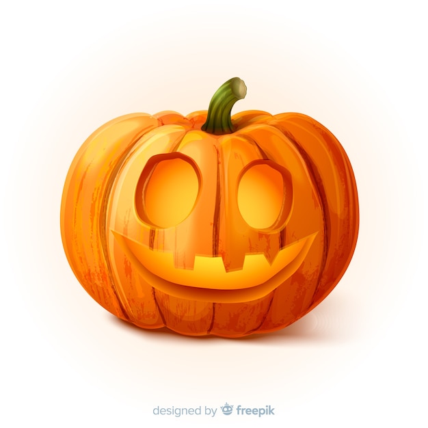 Gratis vector realistische gelukkige halloween-pompoen