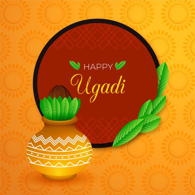 Realistische gelukkige ugadi banner