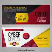 Gratis vector realistische geometrische cyber maandag banners