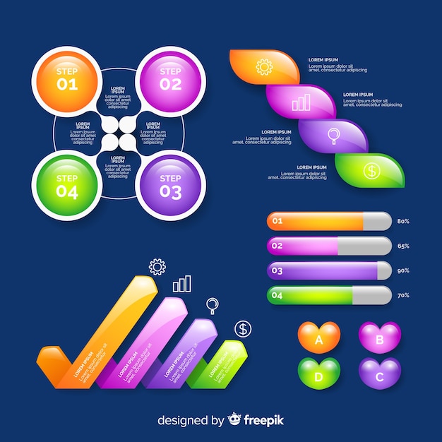 Realistische glanzende infographic elementen collectie