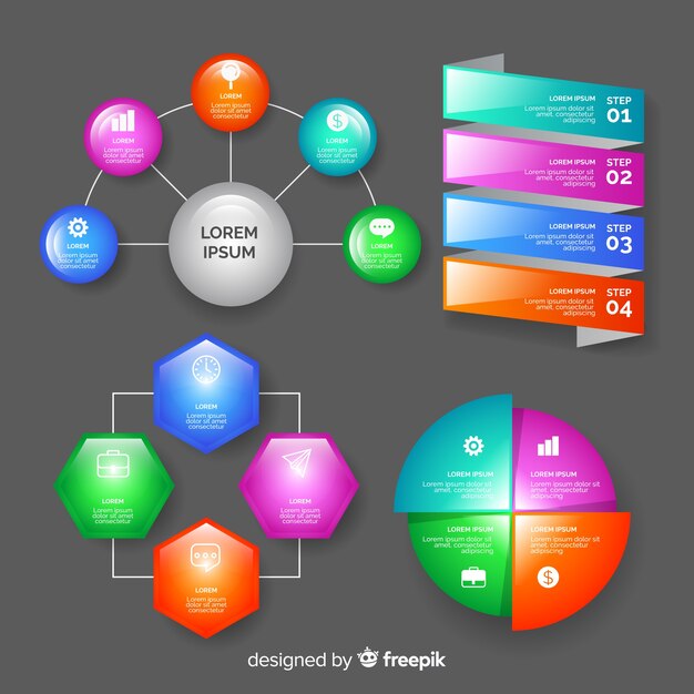 Realistische glanzende infographic elementen collectie