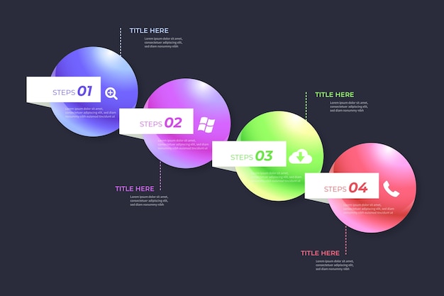 Realistische glanzende infographic stappen