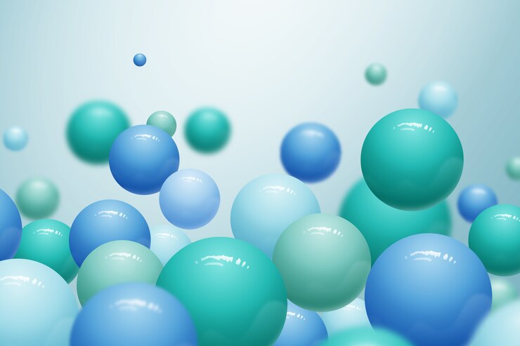 Gratis Vector realistische glanzende plastic ballenachtergrond