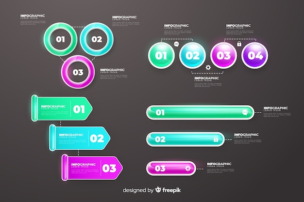 Realistische glanzende plastic infographic elementen