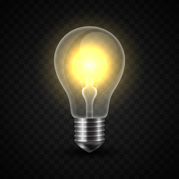 Gratis Vector realistische gloeilamp met elektriciteit