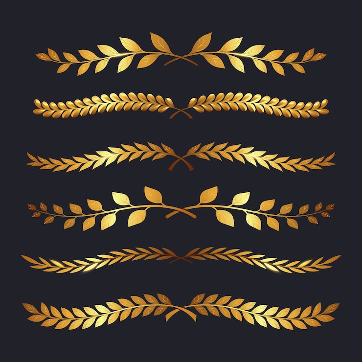 Gratis Vector realistische gouden bladeren ornamenten collectie
